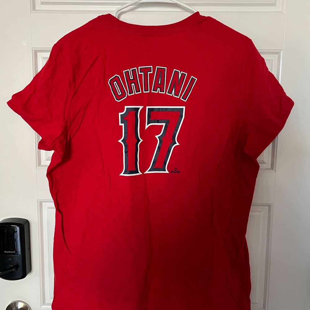 A10-Shohei Ohtani #17 Angels Nike T-Shirt Women’s XL Red MLB Official Tee